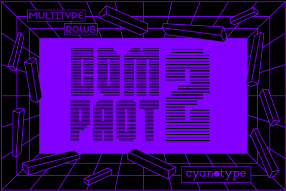 MultiType Rows Compact 2: A Distorted Pixel Typeface for Bold Branding
